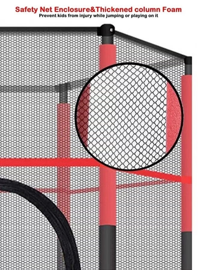 GOOTOY Round Trampoline Heavy-Duty Indoor Or Outdoor Bounce Trampolines With Safety Net For Safe And Secure Fun Time 5.5ft 140x140x130cm Color Black/Red - Image 5